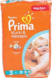 Prima Kuru ve Hesaplı 3 Beden Midi 68 Adet Bebek Bezi