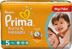 Prima Kuru ve Hesaplı 5 Beden Junior 44 Adet Bebek Bezi