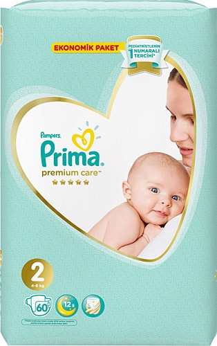 Prima Premium Care 2 Numara Mini 60'lı Ekonomik Paket Bebek Bezi
