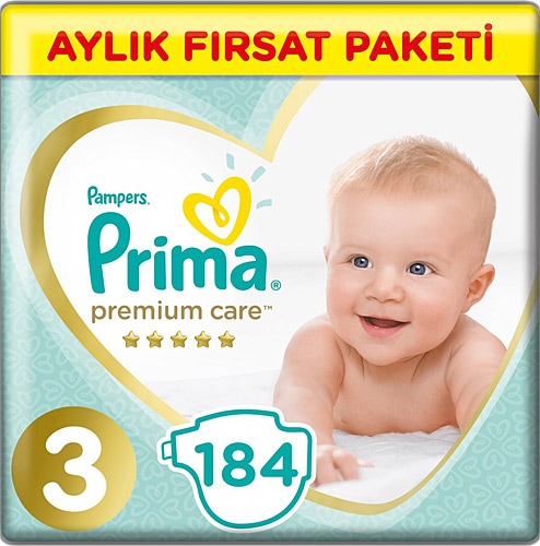 Prima Premium Care 3 Numara Midi 184'lü Bebek Bezi