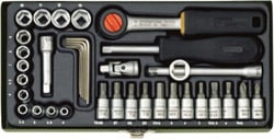 Proxxon 23080 1/4'' 36 Parçalı Cırcır Kollu Lokma Bits Takımı