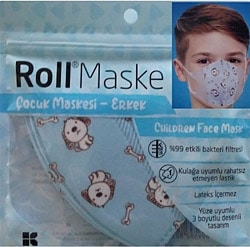Roll Mavi Desenli 5'li Erkek Çocuk Yüz Maskesi