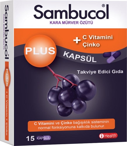 Sambucol Plus Kara Mürver Özütü + C Vitamini Çinko 15 Kapsül