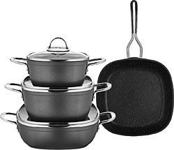Schafer Gastronomie Inox Füme 7 Parça Granit Tencere Seti