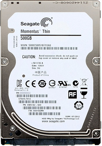 Seagate 2.5" Momentus Thin 500 GB ST500LT012 5400 RPM SATA 2.0 Hard Disk