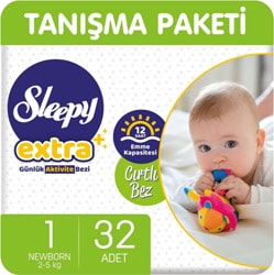Sleepy Extra Günlük Aktivite 1 Numara Yenidoğan 32'li Bebek Bezi