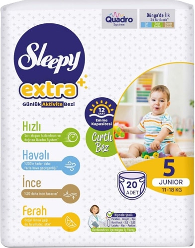 Sleepy Extra Günlük Aktivite 5 Numara Junior 20'li Bebek Bezi