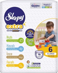 Sleepy Extra Günlük Aktivite 6 Numara XLarge 16'lı Bebek Bezi