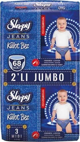 Sleepy Jeans 3 Numara Midi 68'li Jumbo Paket Külot Bez