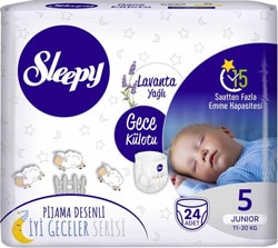 Sleepy Lavanta Yağlı 5 Numara Junior 24'lü Gece Külot Bez