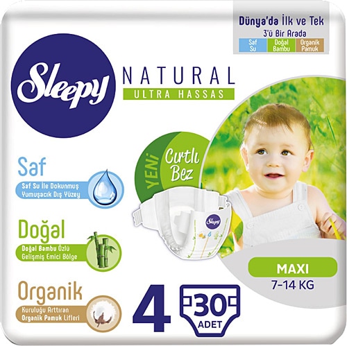 Sleepy Natural 4 Numara Maxi 30'lu Bebek Bezi