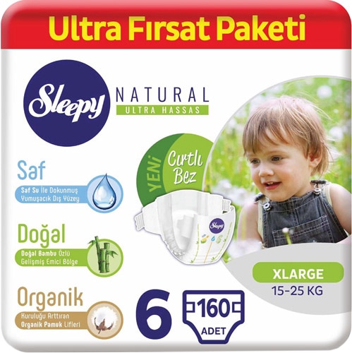 Sleepy Natural 6 Numara XLarge 160'lı Ultra Fırsat Paketi Bebek Bezi