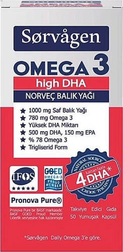 Sorvagen Omega 3 High DHA Norveç Balık Yağı 50 Kapsül