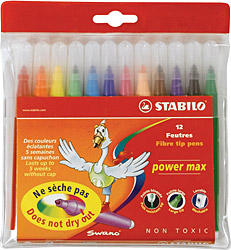 Stabilo Power Max XL 12 Renk Keçeli Boya