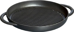 Staub 405093770 Döküm 26 cm Çift Kulp Yuvarlak Siyah Izgara Tava