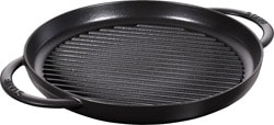 Staub 405115210 Döküm 30 cm Çift Kulp Yuvarlak Siyah Izgara Tava