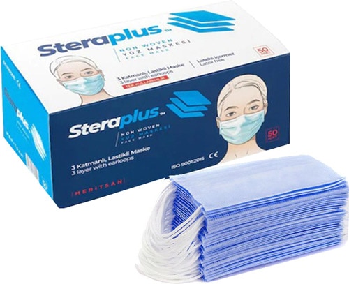 Steraplus 3 Katli Burun Telli Mavi 50 Li Paket Cerrahi Yuz Maskesi Fiyatlari Ozellikleri Ve Yorumlari En Ucuzu Akakce
