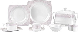 Taç 2058 Elegance Pink 85 Parça Bone Yemek Takımı