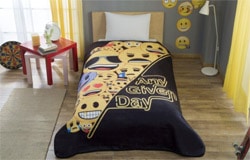 Taç Emoji Lisanslı Tek Kişilik Battaniye