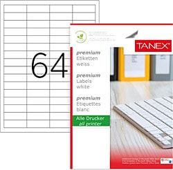Tanex TW-2564 48x16 mm A4 Lazer Etiket