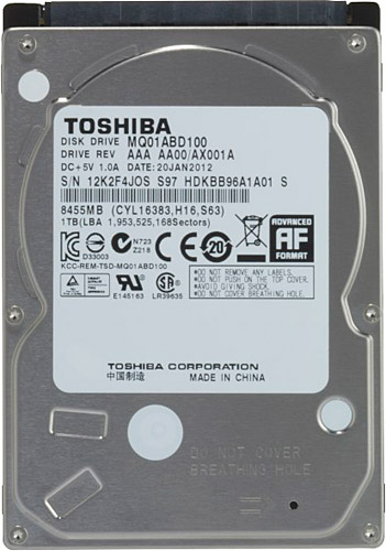 Toshiba 2.5" 1 TB MQ01ABD100 SATA 2.0 5400 RPM Hard Disk