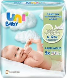 Uni Baby Hassas Dokunuş 52 Yaprak 5'li Paket Islak Mendil