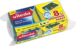 Vileda Yeşil Düz 8'li Bulaşık Süngeri