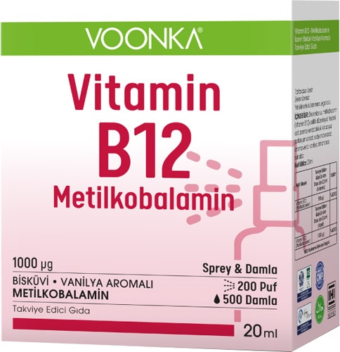Voonka Vitamin B12 Metilkobalamin Oral Sprey Damla 20 ml