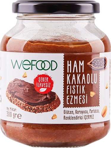 Wefood Şeker İlavesiz 300 gr Ham Kakaolu Fıstık Ezmesi