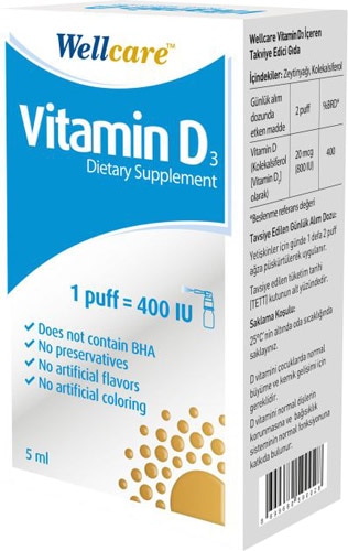 Wellcare Vitamin D3 400 Iu 5 Ml Sprey Fiyatlari Ozellikleri Ve Yorumlari En Ucuzu Akakce