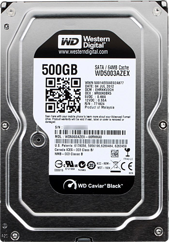 Western Digital 3.5" 500 GB Black WD5003AZEX SATA 3.0 7200 RPM Hard Disk