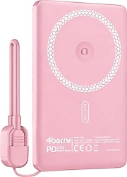 4Berry Y353P Pembe 5000 mAh Hızlı Şarj MagSafe Powerbank