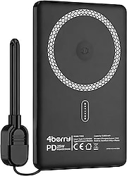4Berry Y353S Siyah 5000 mAh Hızlı Şarj MagSafe Powerbank
