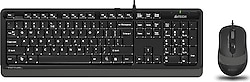 A4 Tech F1010 Siyah-Gri Kablolu Klavye Mouse Seti