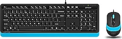 A4 Tech F1010 Siyah-Mavi Kablolu Klavye Mouse Seti