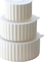 Acar Blush Krem 10-13-15 cm 3'lü Kapaklı Saklama Kabı