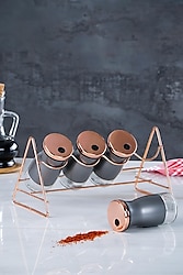 Acar Nano 4'lü Metal Standlı Baharat Set Gri