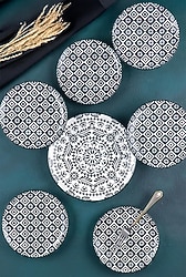 Acar Tiffany Siyah 7 Parça Porselen Pasta Takımı