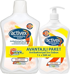 Activex Antibakteriyel Sıvı Sabun 1 lt + 500 ml