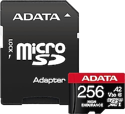 Adata High Endurance AUSDX256GUI3V30SHA2-RA1 Class 10 UHS-I U3 A2 V30 256 GB Micro SD Kart