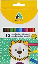Adel Tam Boy Üçgen 12'li Jumbo Kuru Boya Seti