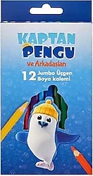 Adel Kaptan Pengu ve Arkadaşları Üçgen 12'li Jumbo Kuru Boya Seti