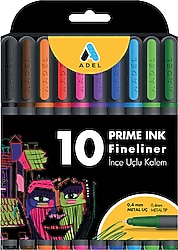 Adel Prime Ink 10'lu İnce Uçlu Fineliner Keçeli Kalem Seti