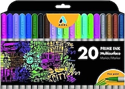Adel Prime Ink Multisurface 20'li Marker Kalem Seti