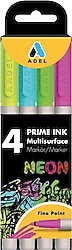 Adel Prime Ink Multisurface Neon 4'lü Marker Kalem Seti