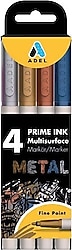 Adel Prime Ink Multisurface Metalik 4'lü Marker Kalem Seti