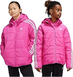 Adidas Adicolor IY7496 Kapüşonlu Pembe Çocuk Şişme Mont