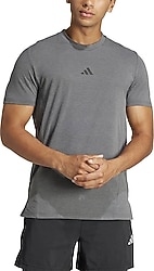 Adidas Designed For Training IS3809 Gri Kısa Kollu Bisiklet Yaka Erkek Spor Tişört