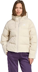 Adidas Essentials Climawarm 3 Stripes Puffer Down JM4107 Kapüşonlu Bej Kadın Şişme Mont