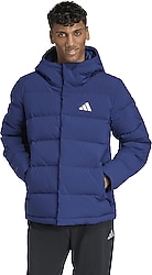 Adidas Helionic Climawarm JX0581 Kapüşonlu Mavi Erkek Şişme Mont